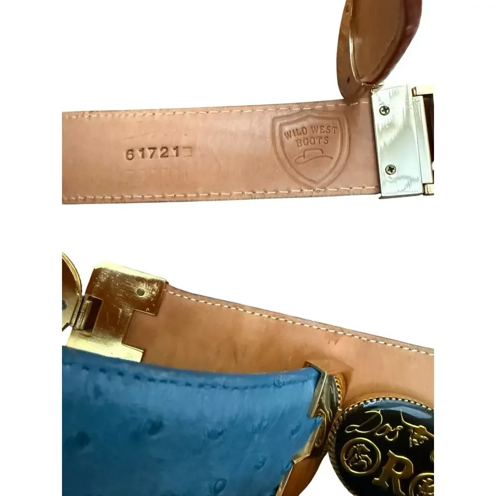 Dos de Oro & Wild West Boots Exotic Leather Western Belt Bundle Size 36